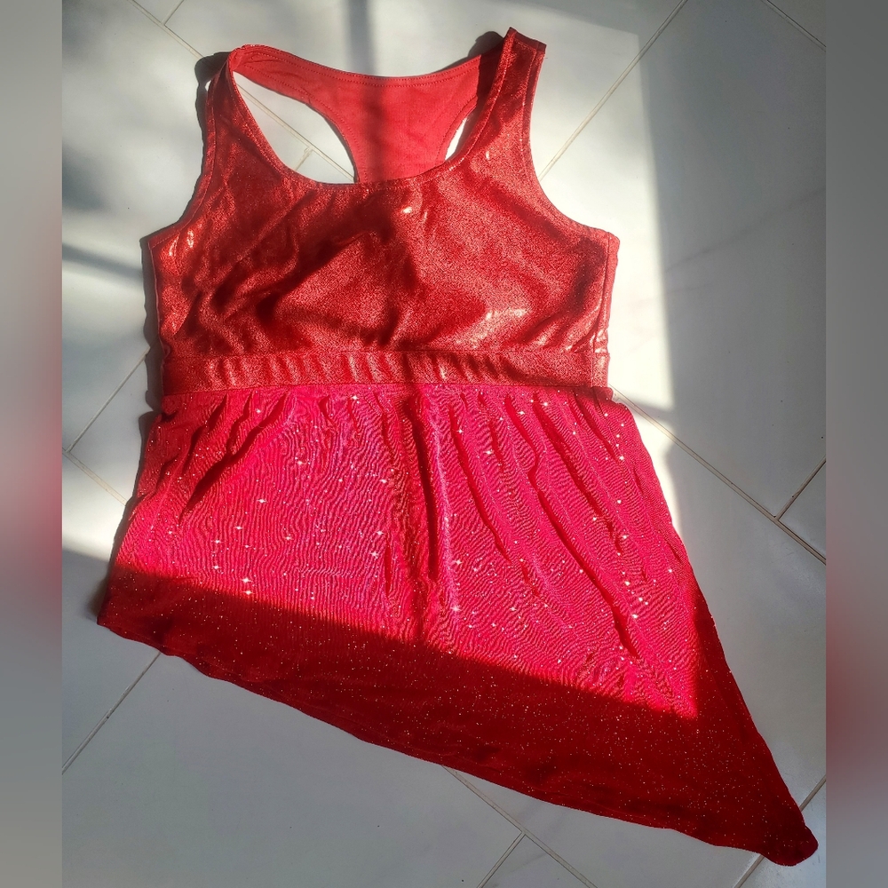Metallic Red / Classic Glitter Red Mesh Halter Top CC Dancewear Cheerleading.com